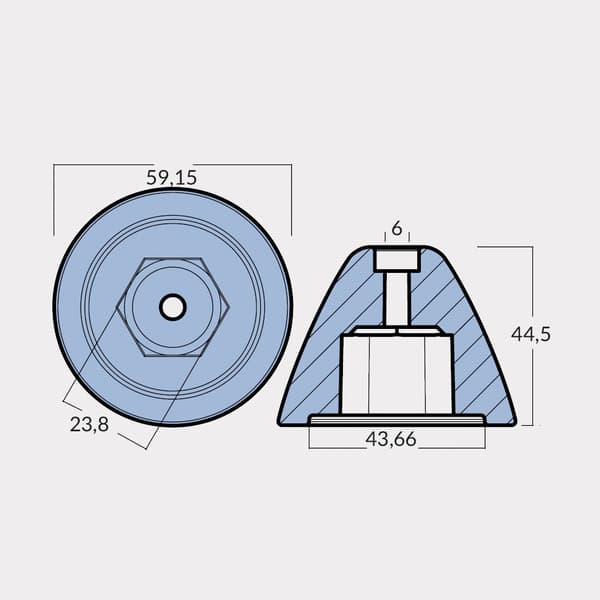 Zinkanod Tecnoseal TQ30000, för bogpropeller, passar Quick BTQ/BTR 300