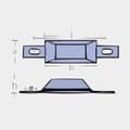 Miniatyrbild 2 av 2: Zinkanod Tecnoseal, för roder/skrov/trimplan, 1 kg, C/C 180 mm, 10-pack