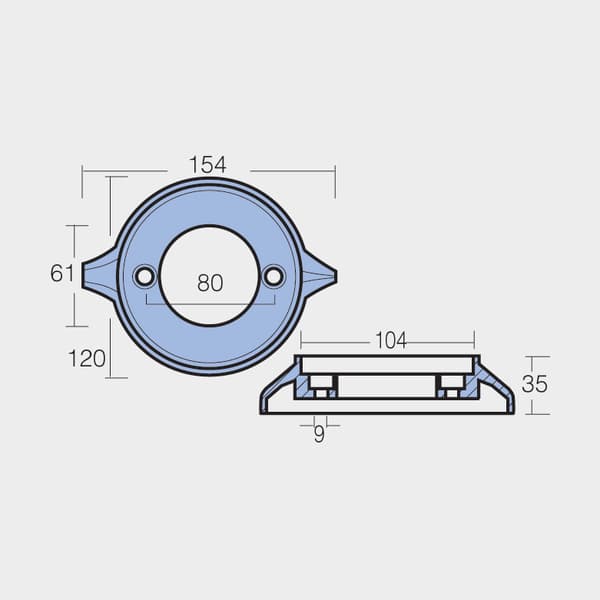 Zinkanod Tecnoseal 875815, för drev, passar Volvo Penta AQ 280/290 &amp; SP