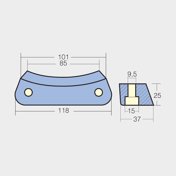Zinkanod Tecnoseal 3588745 / 3588770 / 3588768, för drev, passar Volvo Penta DPH/DPR/DPI
