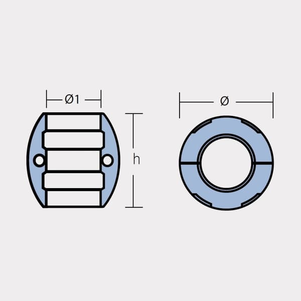Zinkanod Tecnoseal, till axel, Ø40 mm/Ø81 mm, lång