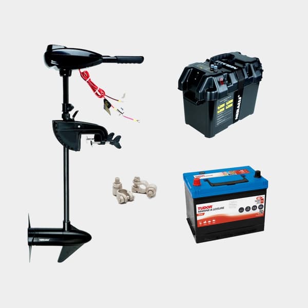 Elmotorpaket Neraus L 32, 312 W, 71 cm justerbar rigglängd, med bly-batteri (80 Ah) + batterilåda + kabelskor