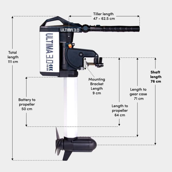 Elmotor segelbåt Haswing Ultima Travel, 3.0 hk, 1030 W, 76 cm rigglängd, med integrerat batteri (30 Ah, lithium)