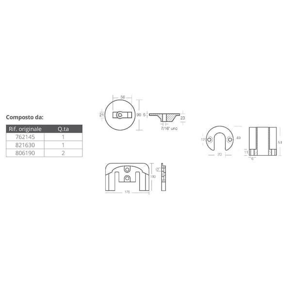 Tecnoseal Aluminium Anode Mercruiser Bravo Ii-iii Transparent