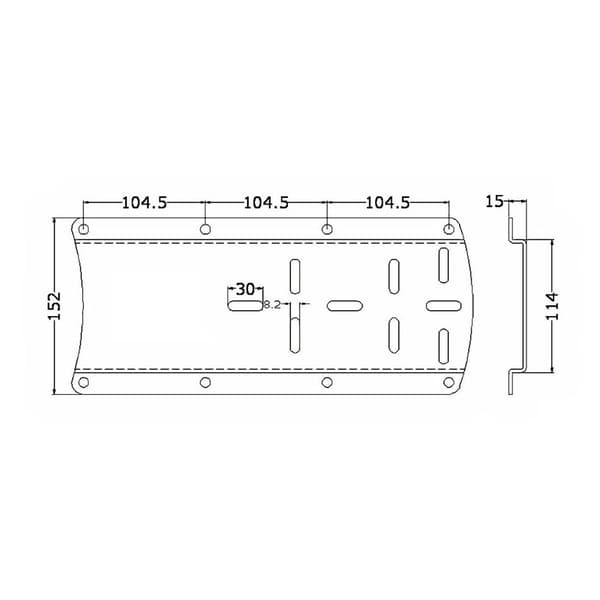 Pike N Bass Plaque Inox Fixation Front Engine Grå 340 x 150 mm