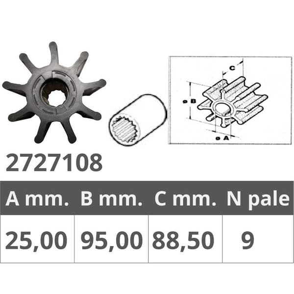 Finnord Juoksupyörä Jabsco 6770-103 Johnson 09-802b Hopeinen 25 x 95 x 88.50 mm