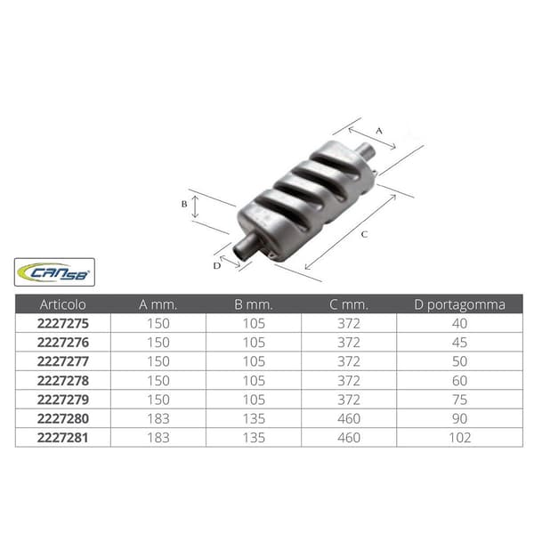 Can-sb Pakokaasun äänenvaimennin 183x135x460 Mm Hopeinen 60 mm