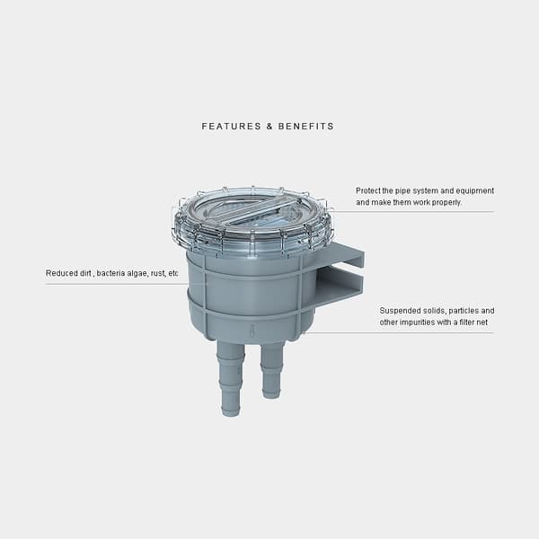 Sjövattenfilter SEAFLO Sea Water Filter 02, plast, 23 - 49 liter/min, 1/2" (13 mm) / 5/8" (16 mm) / 3/4" (19 mm) slang, grå