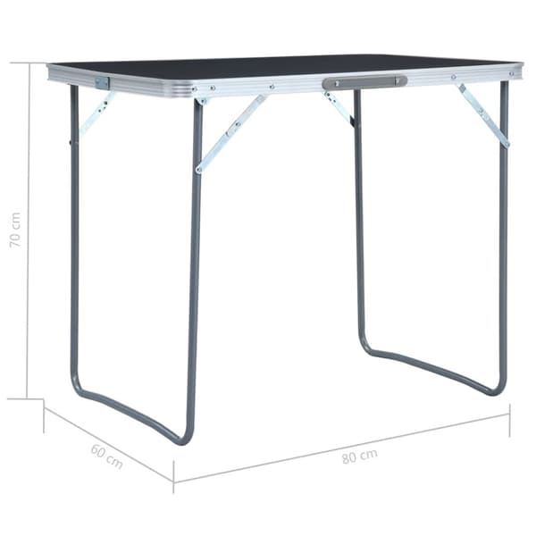 vidaXL Sammenleggbart campingbord med metallramme 80x60 cm grå