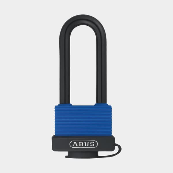 Hänglås ABUS 70IB/45HB63 Aqua Safe, klass 1, med lång bygel i rostfritt stål, Ø8 mm, blå/svart