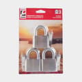 Miniatyrbild 2 av 3: Hänglås BEMA RF-030, Ø5 mm, lika låsning, silver, 3-pack