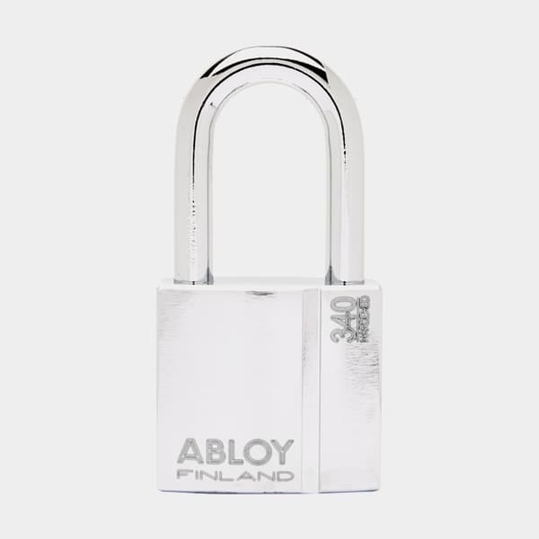 Hänglås ABLOY PL340/50, klass 3, med lång bygel, Ø10 mm, silver