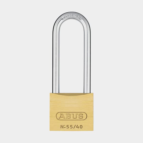 Hänglås ABUS 55/40HB63, med lång bygel, Ø6 mm, mässing