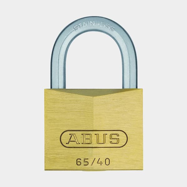 Hänglås ABUS 65IB/40, klass 1, med bygel i rostfritt stål, Ø6.5 mm, lika låsning, mässing, 2-pack