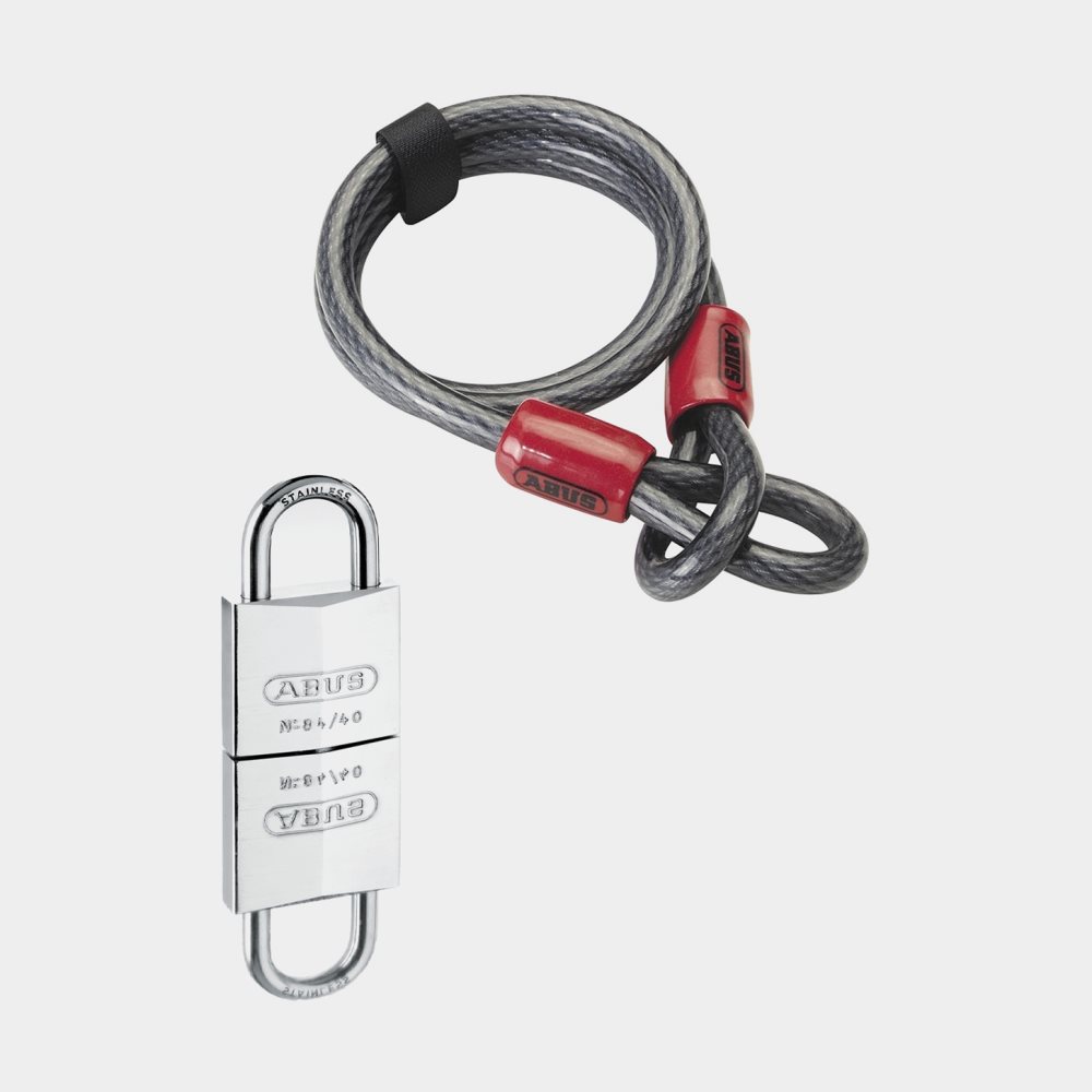 Låspaket med låsvajer ABUS Cobra (120 cm x Ø12 mm) & hänglås ABUS 84IB/50 (50 mm x Ø7 mm)