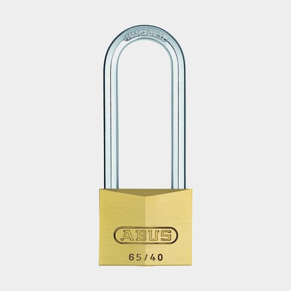Hänglås ABUS 65/40HB63, med lång bygel, Ø6.5 mm, mässing