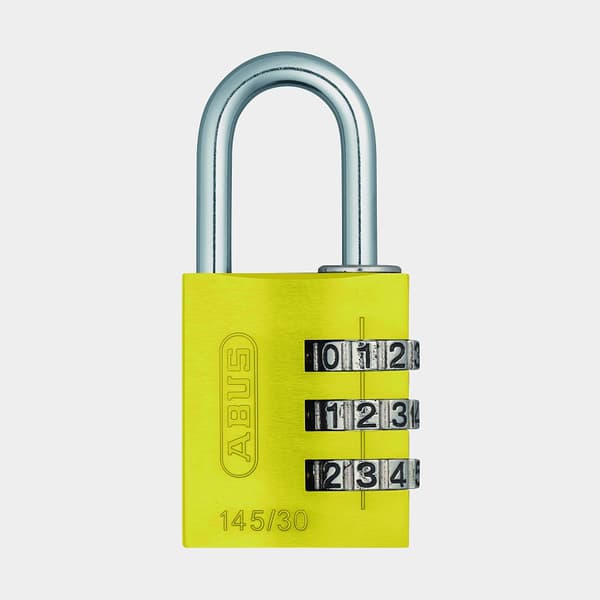 Hänglås med kod / kombinationslås ABUS 145/30, Ø5 mm, gul