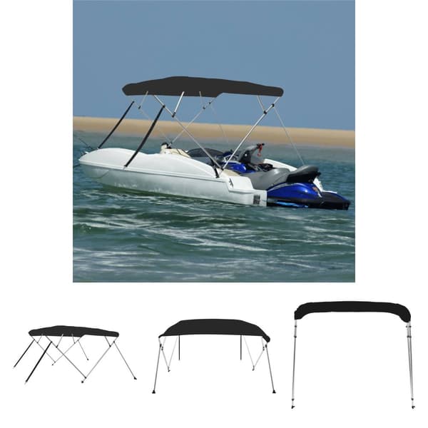 The Living Store 4-kaarinen Bimini-kate musta 239x184x131 cm -  Veneiden suojapeitteet