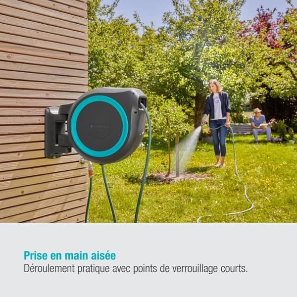 GARDENA Väggmonterad automatisk slangrulle RollUp L 30 m med vit kant