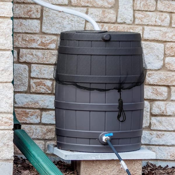 OBOSOE 2 stk Rain Tank Net, 80 cm Rain Tank Cover med spændingsledning, Justerbart beskyttelsesnet, Beskyttelse mod blade, myg Egnet til gård