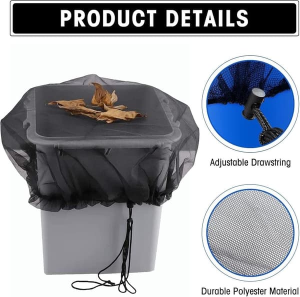 OBOSOE 2 stk Rain Tank Net, 80 cm Rain Tank Cover med spændingsledning, Justerbart beskyttelsesnet, Beskyttelse mod blade, myg Egnet til gård