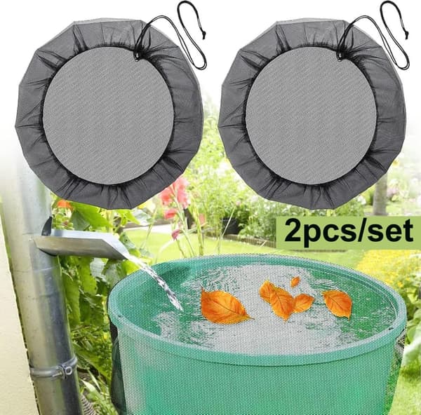 OBOSOE 2 stk Rain Tank Net, 80 cm Rain Tank Cover med spændingsledning, Justerbart beskyttelsesnet, Beskyttelse mod blade, myg Egnet til gård 2PCS-95CM
