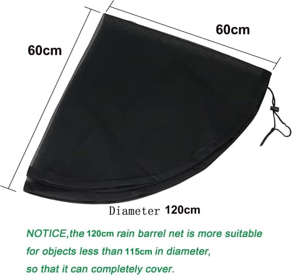 OBOSOE 2 stk Rain Tank Net, 80 cm Rain Tank Cover med spændingsledning, Justerbart beskyttelsesnet, Beskyttelse mod blade, myg Egnet til gård