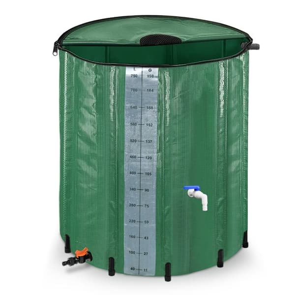 XMTECH 750L hopfällbar regnvattenuppsamlare med avloppskran och milliliterskala - grön