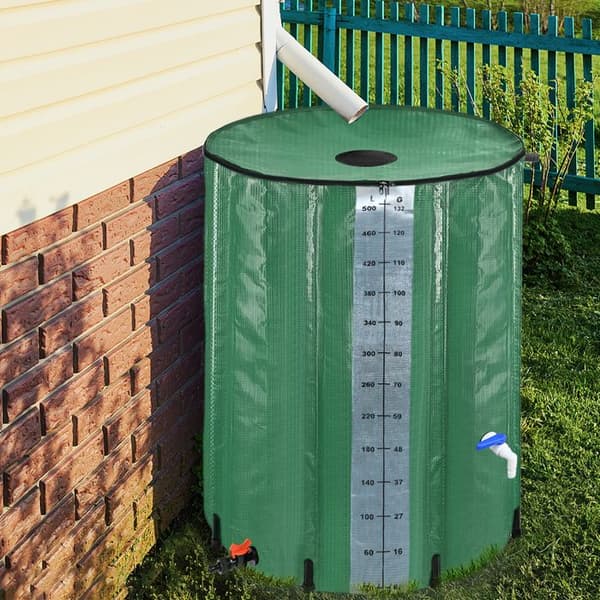 XMTECH 500L hopfällbar regnvattenuppsamlare med avloppskran och milliliterskala - grön
