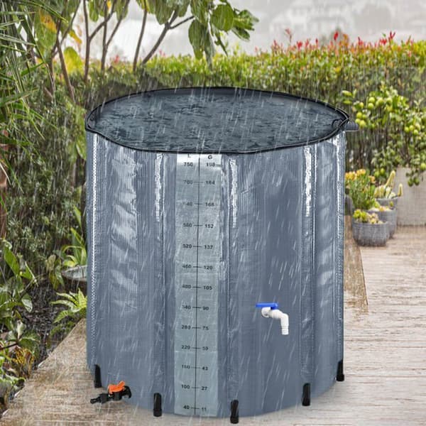 YUENFONG Hopfällbar regnvattentank 750 l PVC tank vattenuppsamlare - För att samla upp regnvatten - Grå