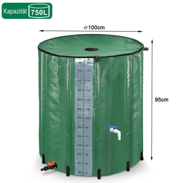 Regnvattentank - YUENFONG - 750 l - Fällbar - PVC - Grön