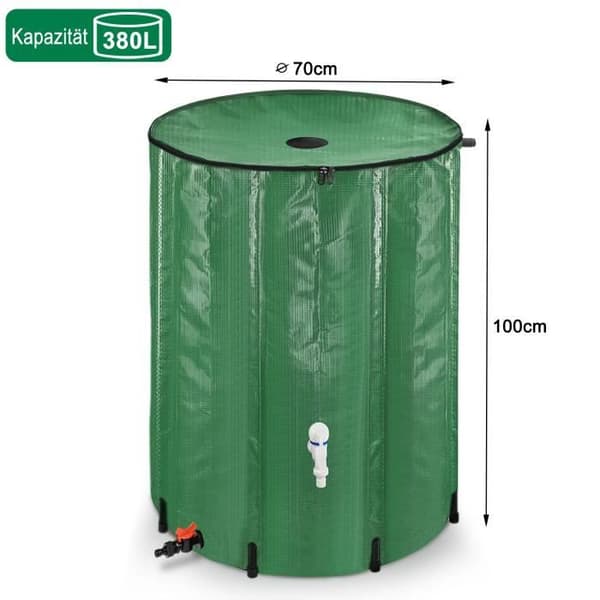 YUENFONG hopfällbar regnvattentank 380L vattenuppsamlare PVC-tank - Samlar vatten miljövänligt