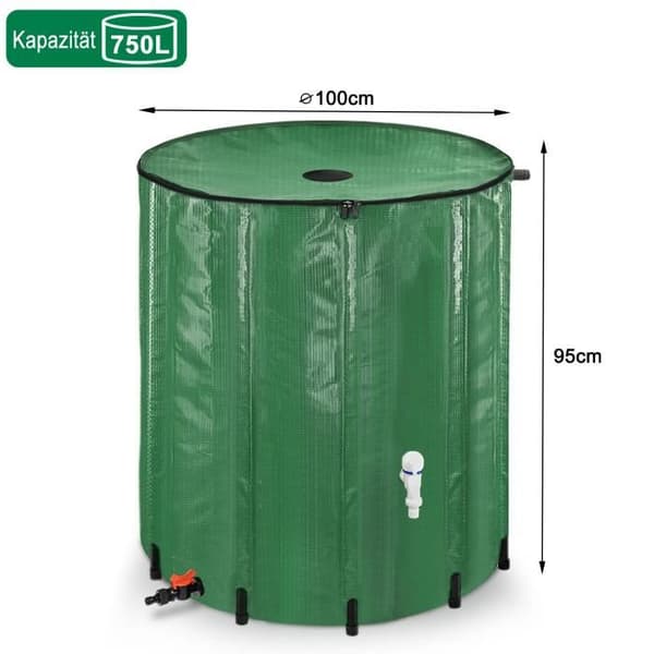 YUENFONG hopfällbar regnvattentank 750L vattenuppsamlare PVC-tank - samlar upp vatten miljövänligt