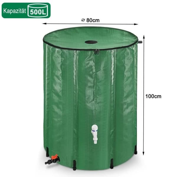 YUENFONG hopfällbar regnvattentank 500L vattenuppsamlare PVC-tank - Samlar vatten miljövänligt