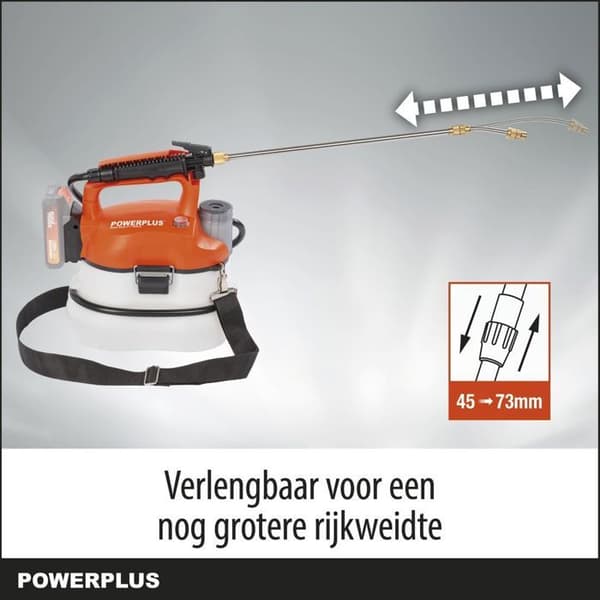 Powerplus Dual Power Batteridriven Spruta POWDPG80400 - 20V, Teleskopisk Lance, Tryck 5 Bar, Flöde 500ml/min, Kapacitet 4L