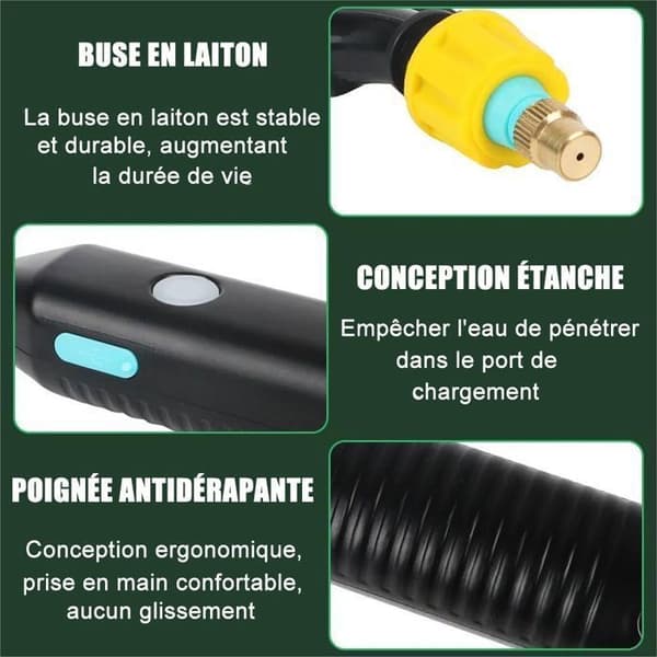 5L elektrisk spruta, laddningsbar teleskopisk sprutpistol med 2 munstycken, 2400 mAh batteri (5L)