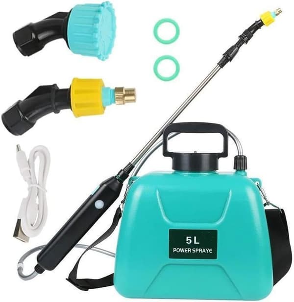 5L elektrisk spruta, laddningsbar teleskopisk sprutpistol med 2 munstycken, 2400 mAh batteri (5L)