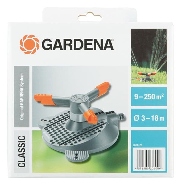 GARDENA Samba Classic Roterande Sprinkler – Yta 250m² – Räckvidd 18m max – Roterande bevattning 360° – 5 års garanti – (2060-26)