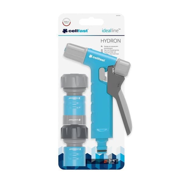Cellfast bevattningssats, sprinkler, avstängning och bräddavlopp 3/4'' snabbkoppling, invändig gängad anslutning, Hydron Ideal