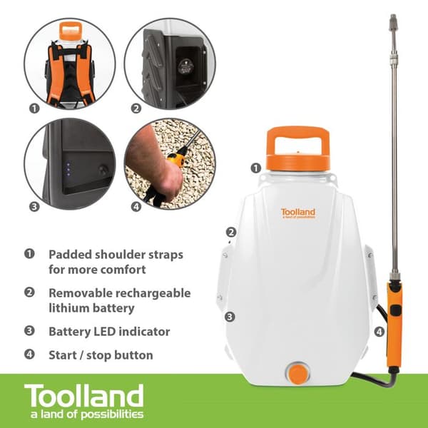 Toolland 12L batteri ryggsäck tryckspruta