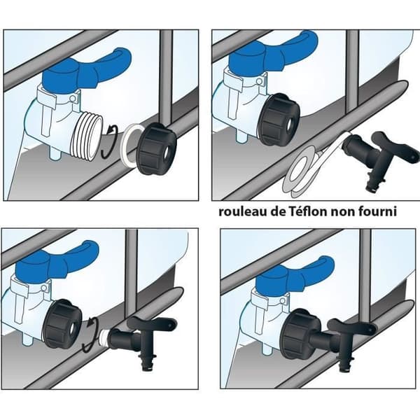 BOUTTE Plastikkadapter - Tank 1000 L - Ø60 - Hurtig plastkran