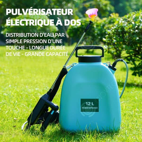 INN elektrisk ryggsäcksspruta 2000 mah batteri 12L trädgårdsspruta med 4 justerbara munstycken och Type-C datakabel