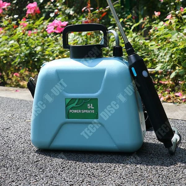 TD® 5L elektrisk spruta Uppladdningsbart batteri Justerbart munstycke Indragbara spraybommar Trädgårdsredskap Blå
