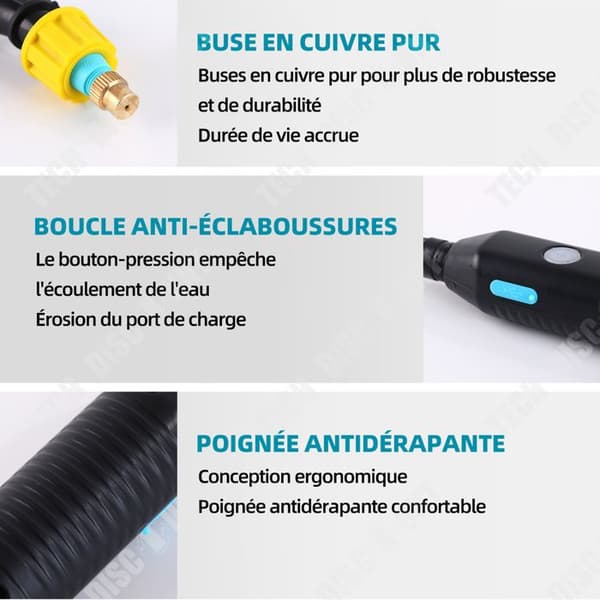 TD teleskoplans 2400mAh USB teleskopisk aluminiumlans 5m med 3 munstycken Bevattningslans Elektrisk spruta Lanc-spruta