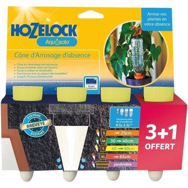 Bevattningskon - HOZELOCK - Aquasolo - Keramik - Gul - 4 delar - Automatisk bevattning