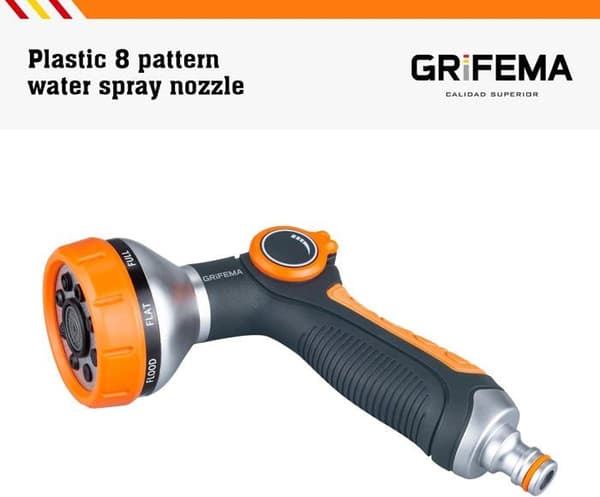GRIFEMA GE1303 Trädgårdsspruta med 8 justerbara modeller, multifunktionell sprayare med kontrollerbar vattenflöde