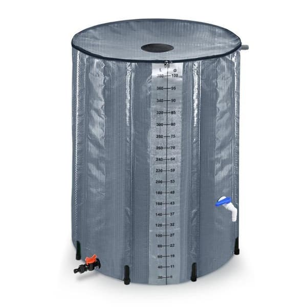 YUENFONG Hopfällbar regnvattentank 380 l PVC tank vattenuppsamlare - För uppsamling av regnvatten - Grå