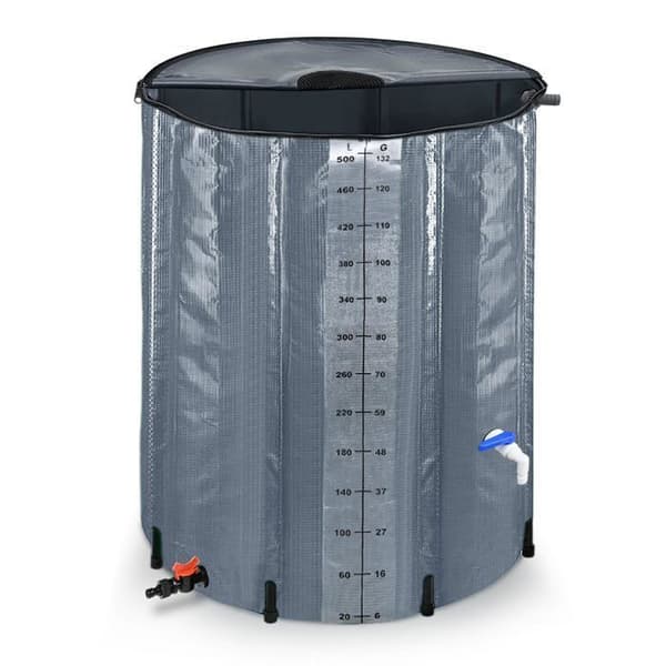 YUENFONG Hopfällbar regnvattentank 500 l Vattenuppsamlare PVC-tank - För att samla upp regnvatten - Grå