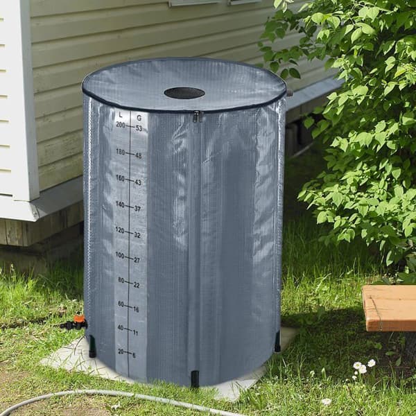 YUENFONG Hopfällbar regnvattentank 200 l PVC tank vattenuppsamlare - För uppsamling av regnvatten - Grå