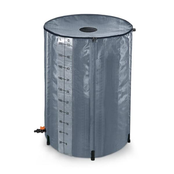 YUENFONG Hopfällbar regnvattentank 200 l PVC tank vattenuppsamlare - För uppsamling av regnvatten - Grå
